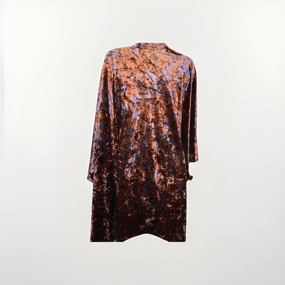 Torrid Velvet Burnout Ruana One Size Kimono Cardigan Copper Brown Boho Festival - Picture 3 of 8